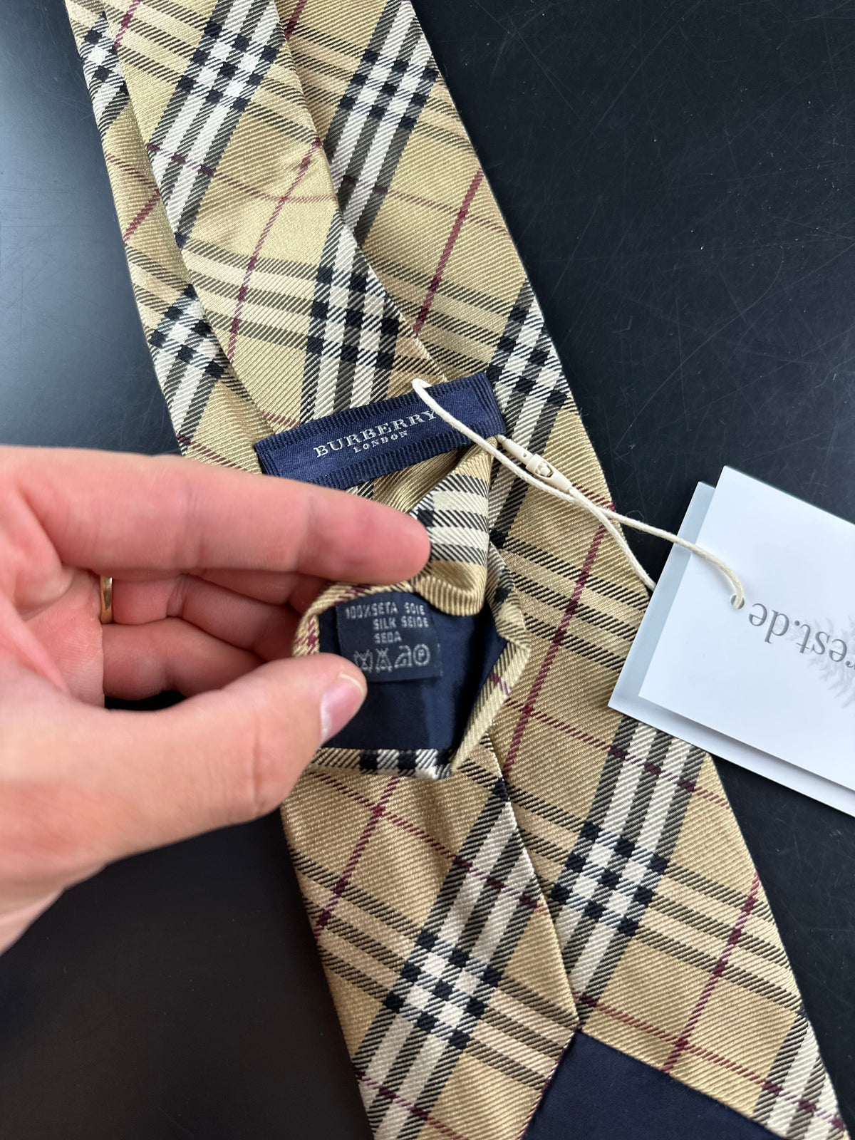 Vintage Burberry Nova Check Silk Tie