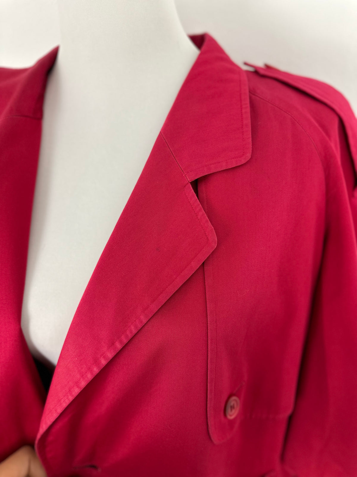 Vintage Burberry Trench Coat Red Size 14 L With Lining