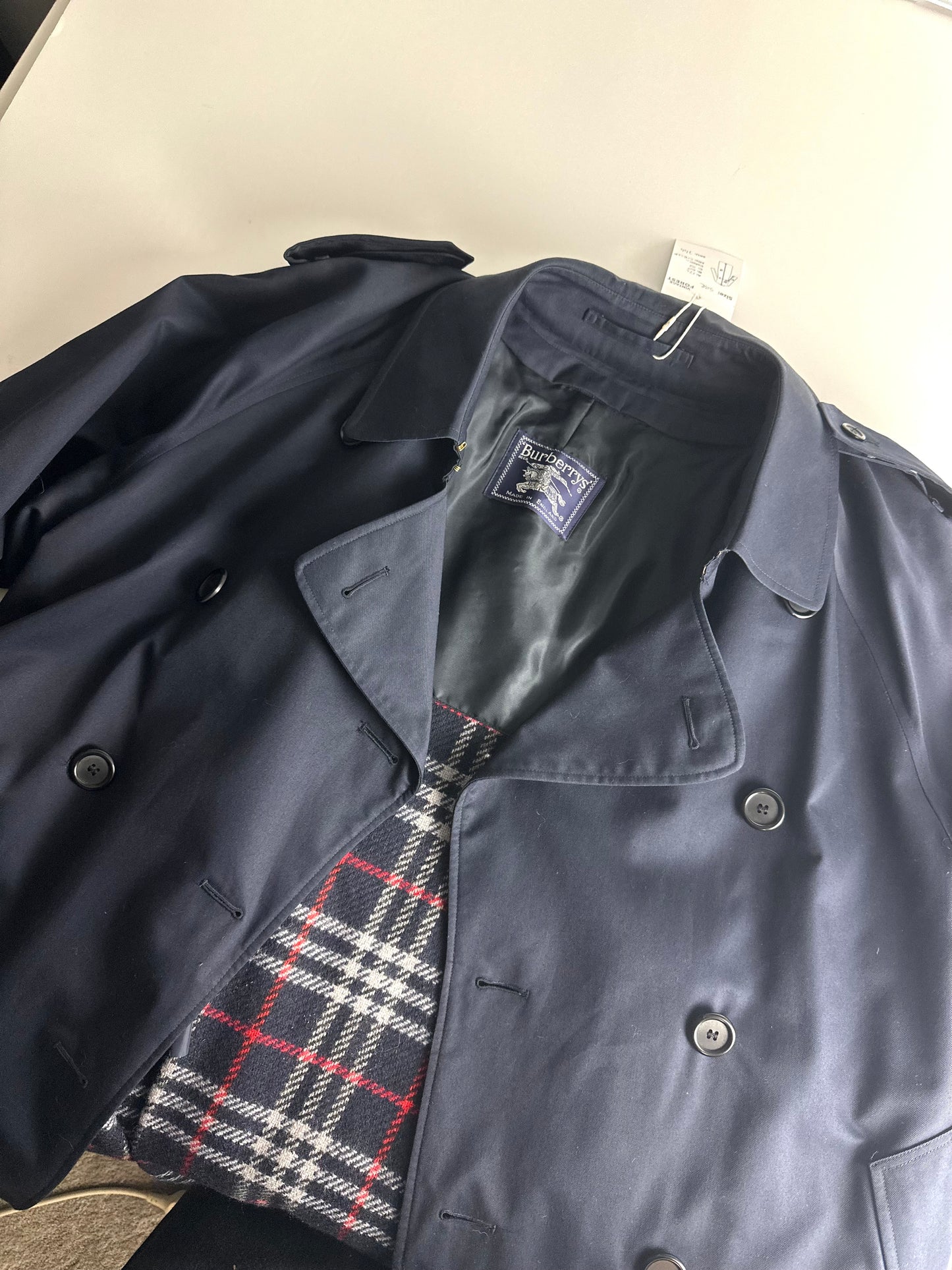 Vintage Burberry Trench Coat Navy Size 50 L With Lining