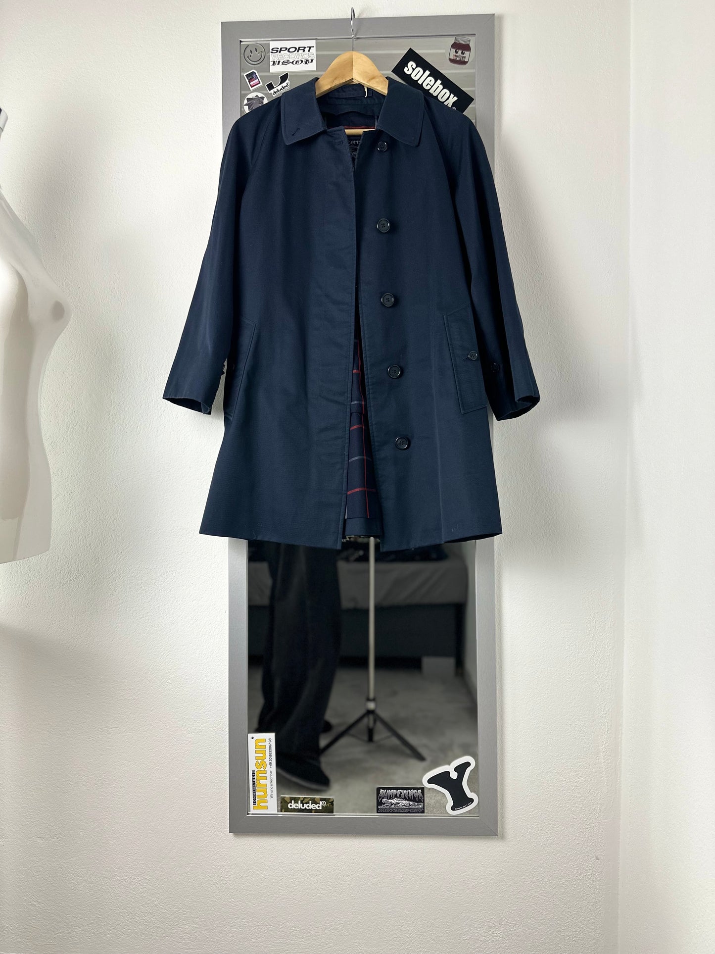 Vintage Burberry Car Coat Navy Size 10 S