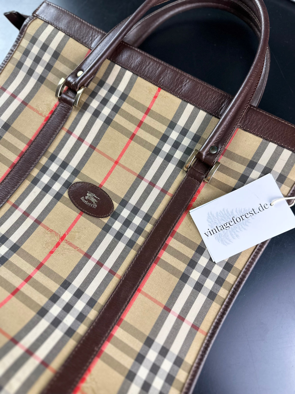 Vintage Burberry Haymarket Nova Check Tote Bag Shopper