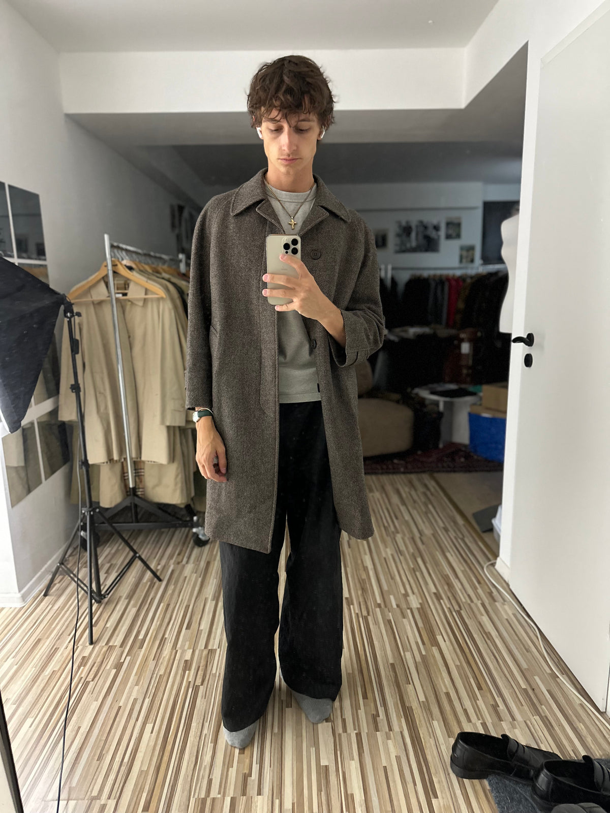 Vintage Burberry Wool Coat Brown Size 48 M