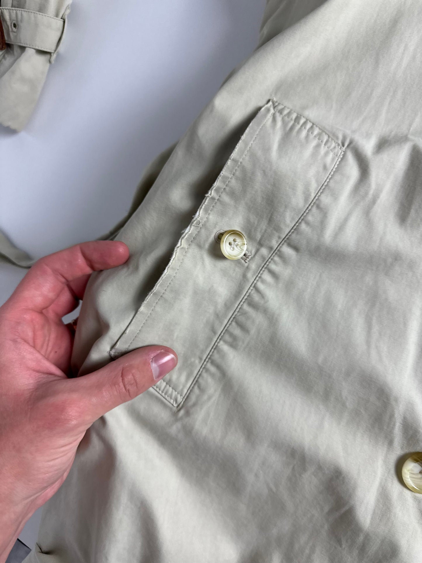 Vintage Burberry Trench Coat Creme Size 8 XS