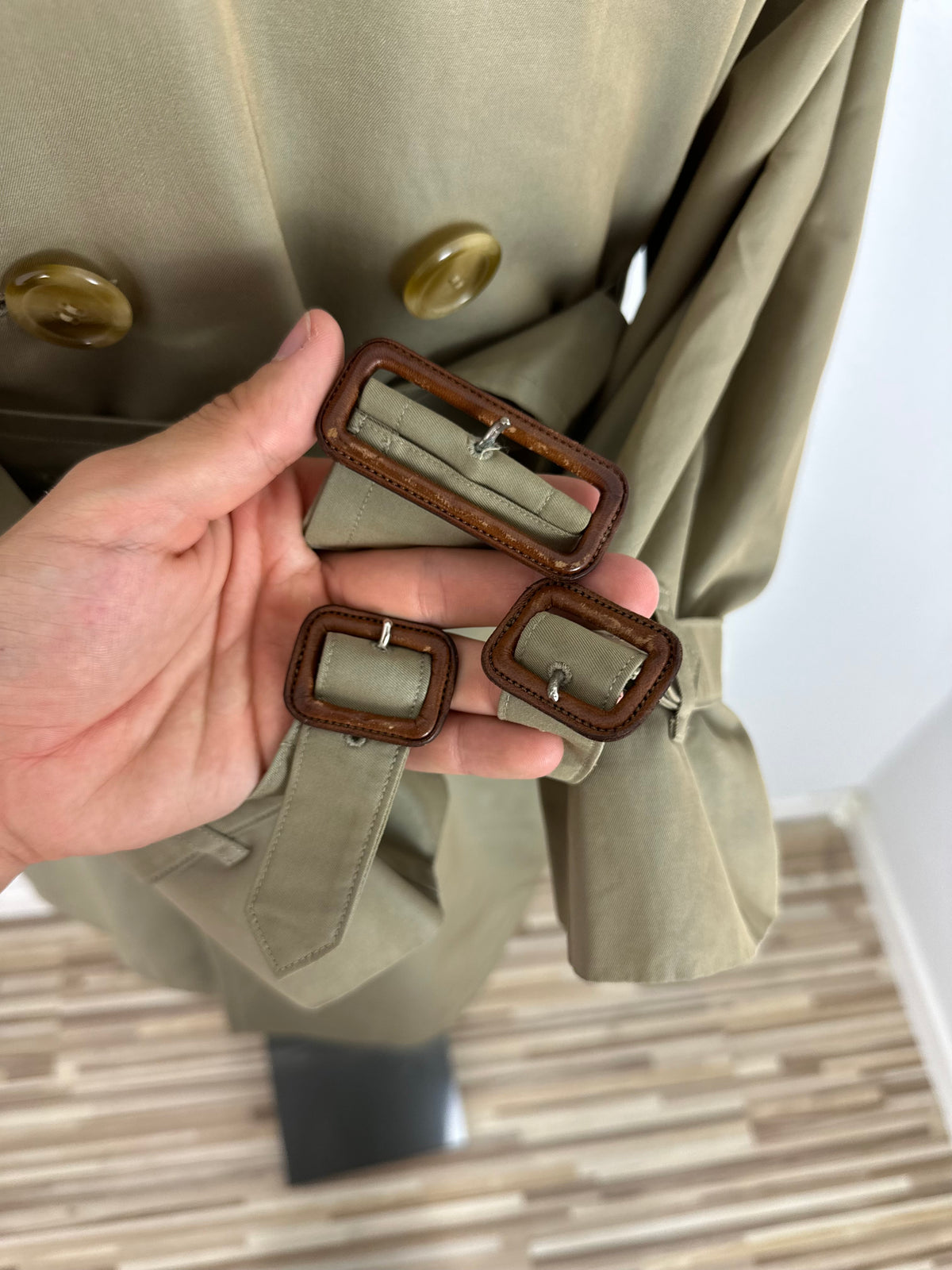 Vintage Burberry Trench Coat Oliv Size 48 M
