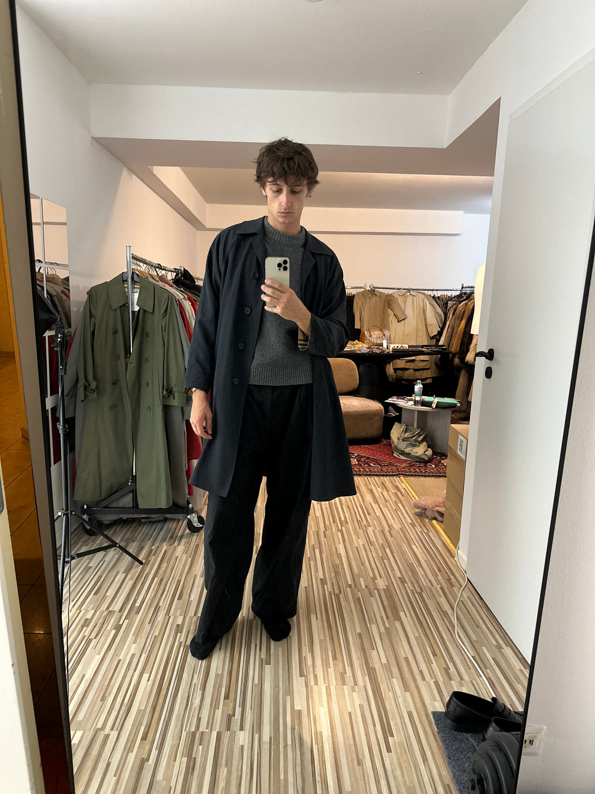 Vintage Burberry Car Coat Black Size 14 L
