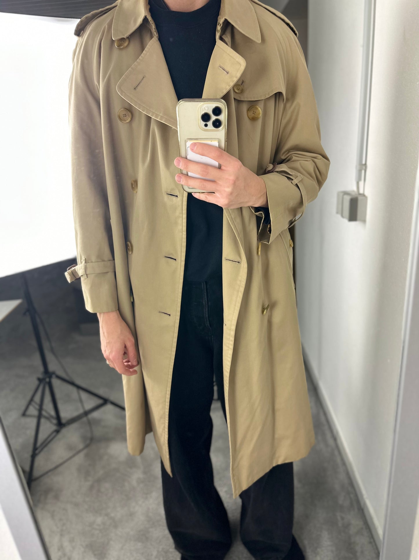 Vintage Burberry Trench Coat Beige Size 52 L With Lining