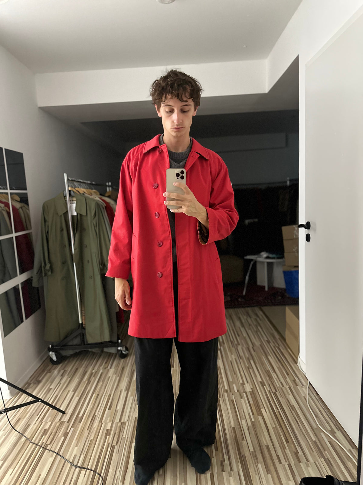Vintage Burberry Trench Coat Red Size 12 M