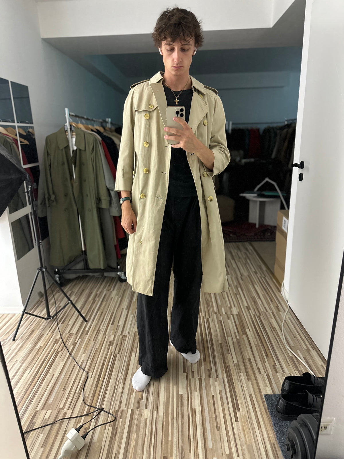 Vintage Burberry Trench Coat Creme Size 10 S
