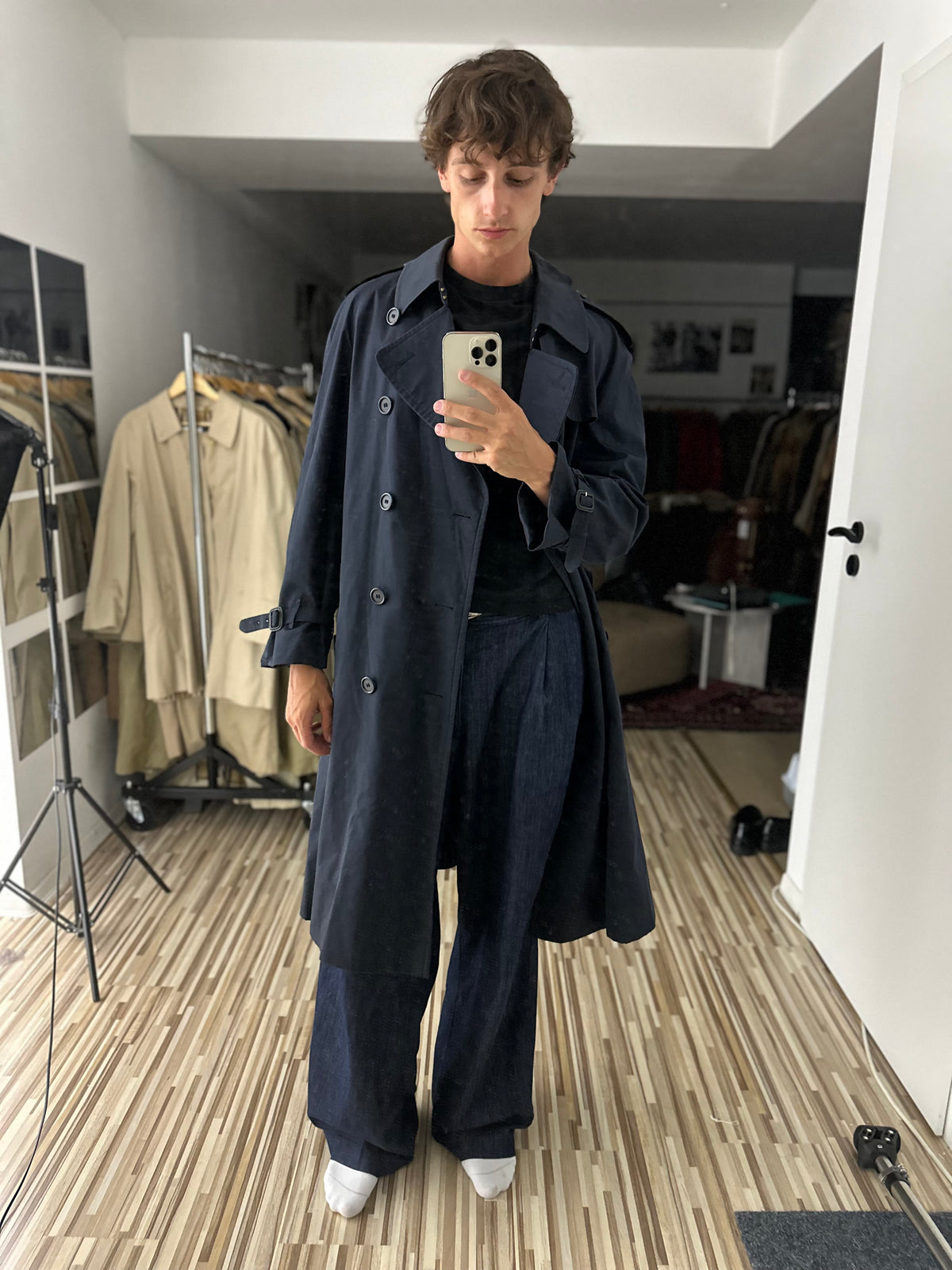 Vintage Burberry Trench Coat Navy Size 50 L