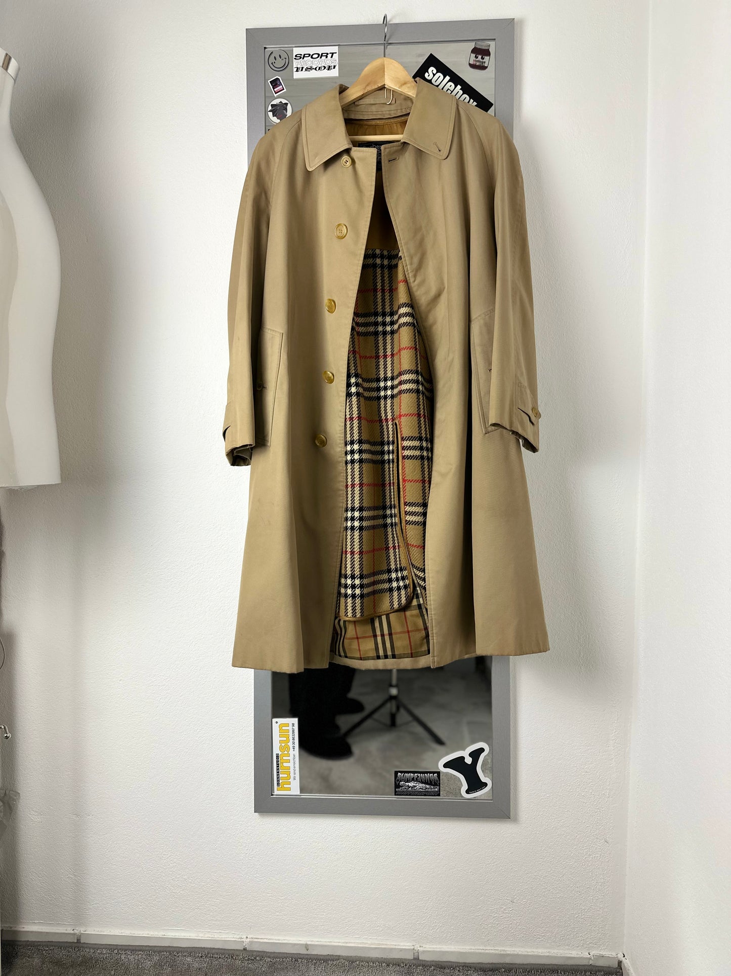 Vintage Burberry Car Coat Beige Size 48 M With Lining