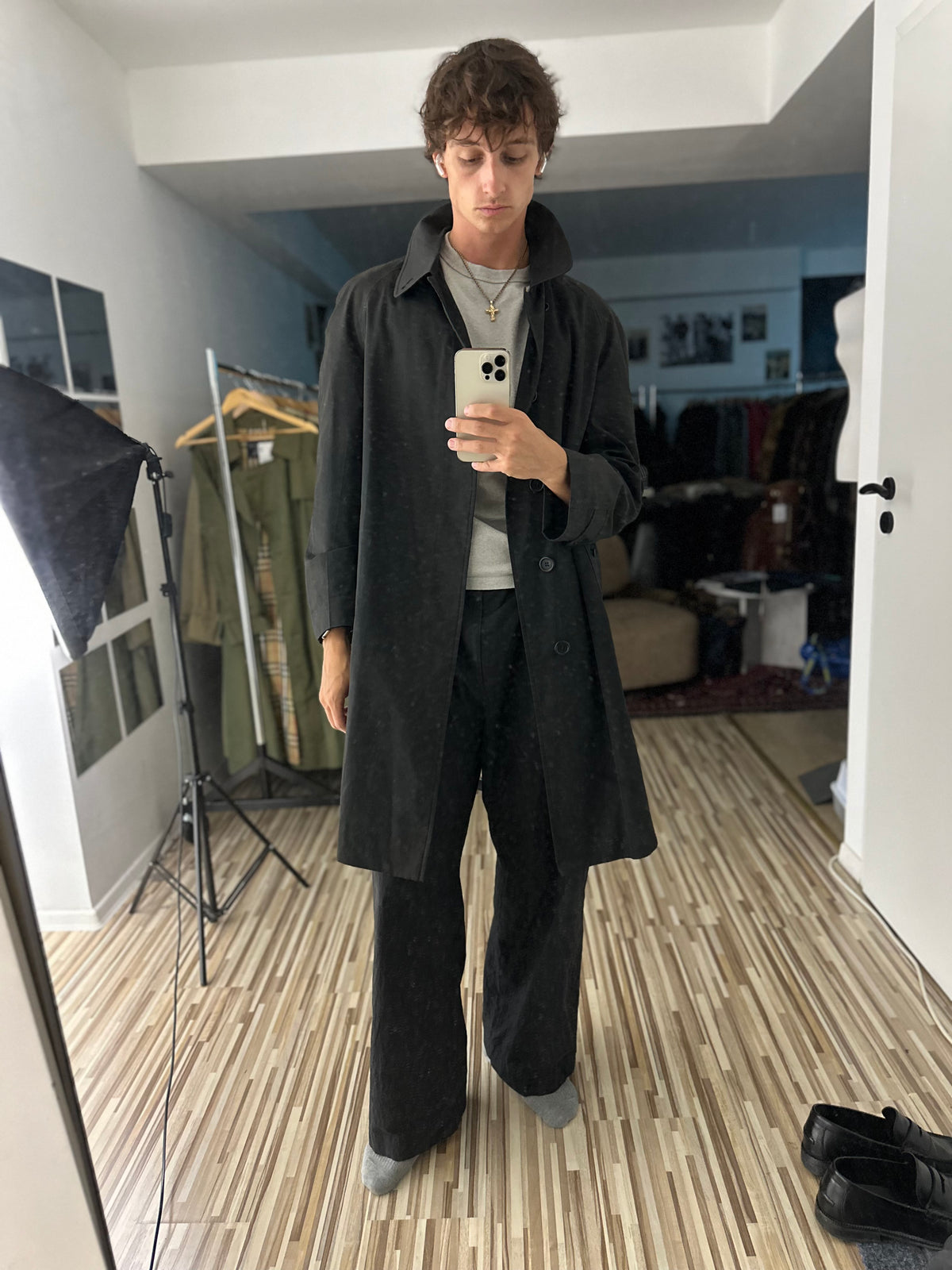 Vintage Burberry Car Coat Black Size 50 L