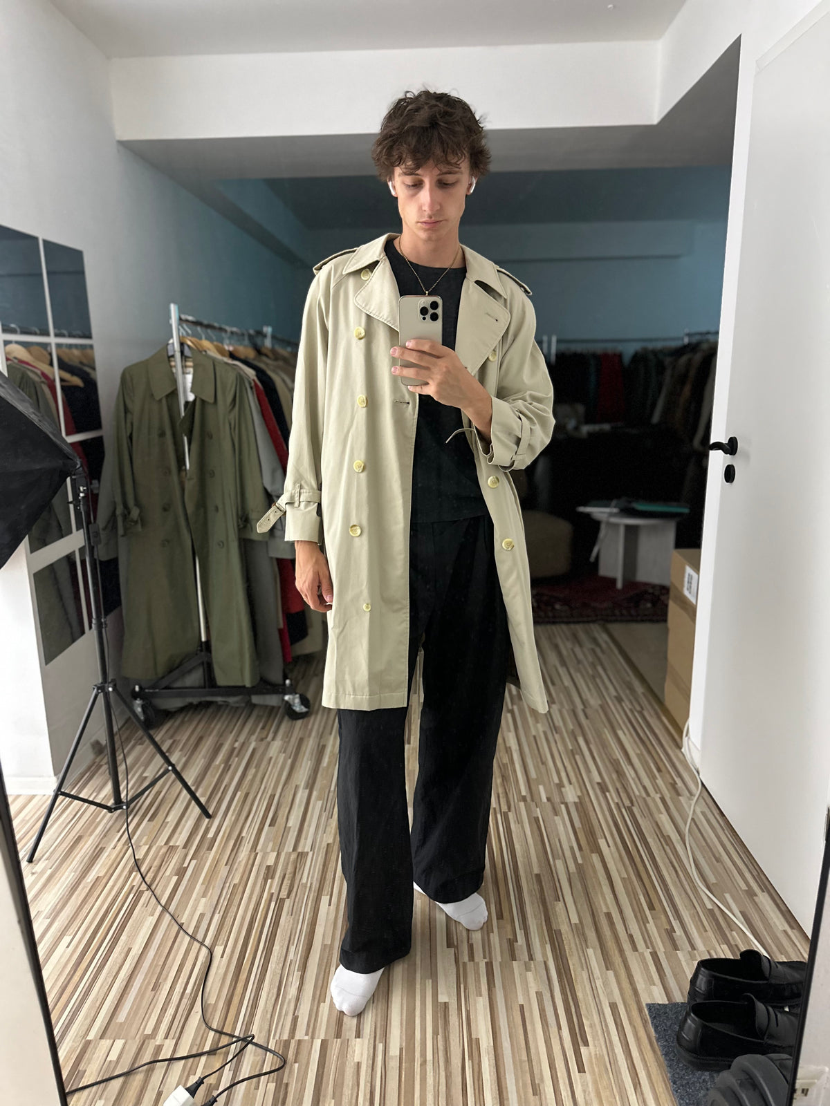 Vintage Burberry Trench Coat Creme Size 16 XL