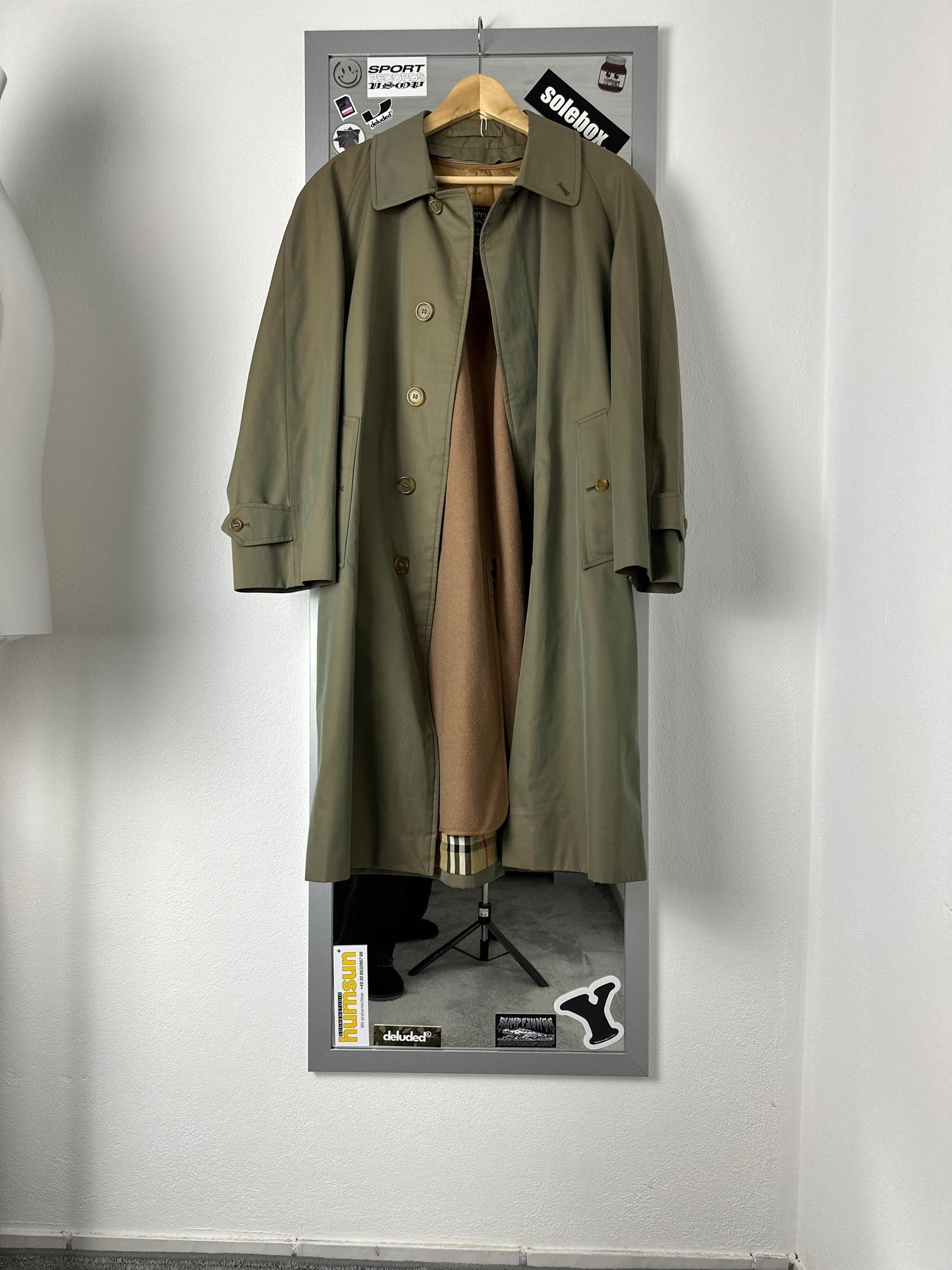 Vintage Burberry Car Coat Khaki Size 46 S With Lining