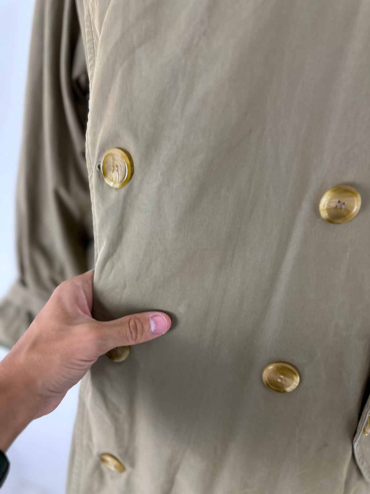 Vintage Burberry Trench Coat Oliv Size 52 L With Lining