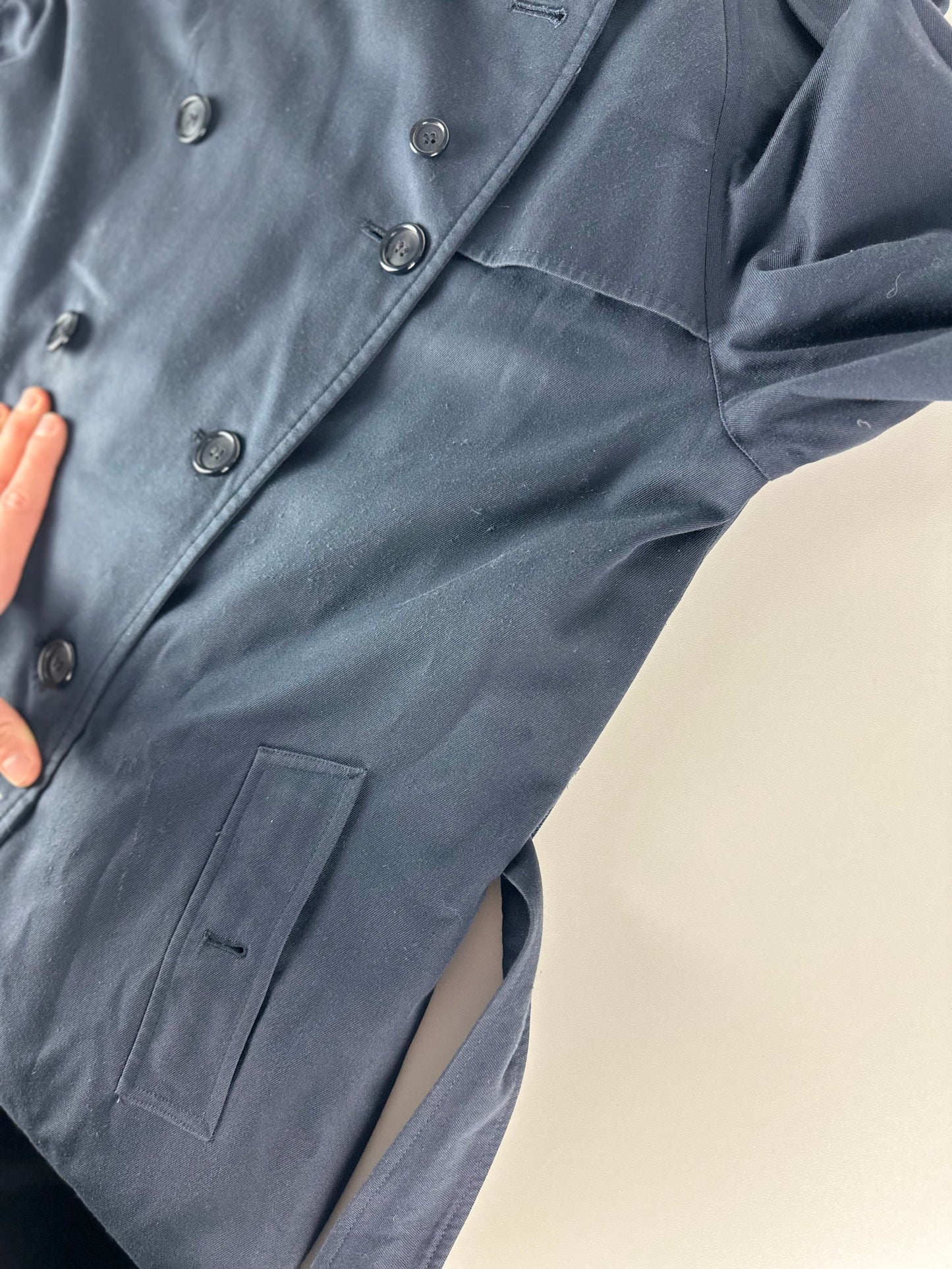 Vintage Burberry Trench Coat Navy Size 14 L With Lining