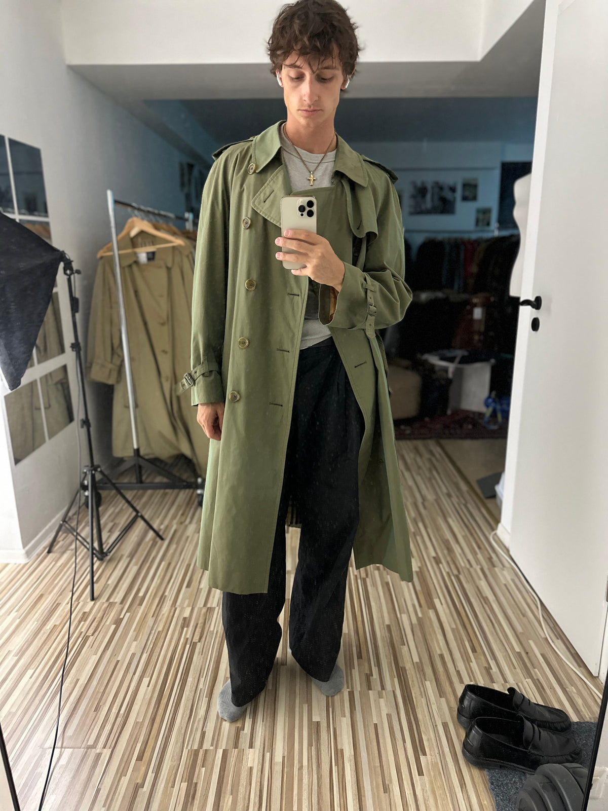 Vintage Burberry Trench Coat Khaki Size 52 L