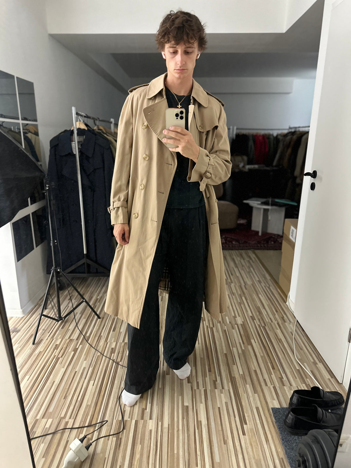 Vintage Burberry Trench Coat Beige Size 50 L With Lining