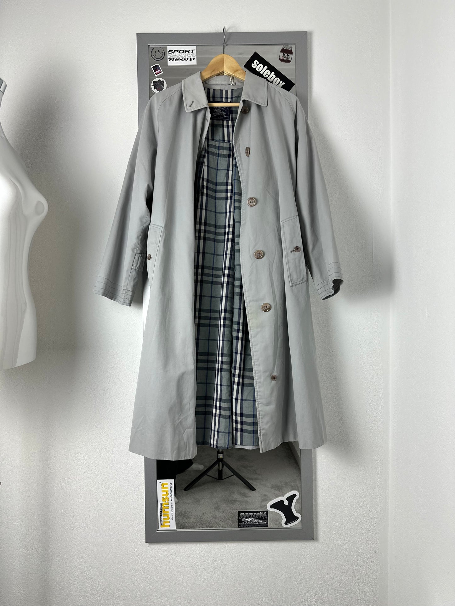 Vintage Burberry Car Coat Grey Size 14 L