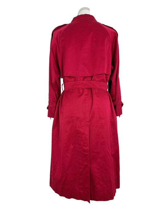 Vintage Burberry Trench Coat Red Size 14 L With Lining