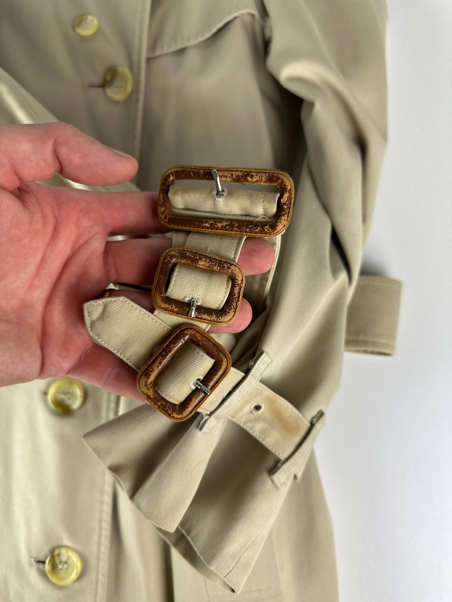 Vintage Burberry Trench Coat Creme Size 4 XXXS With Lining