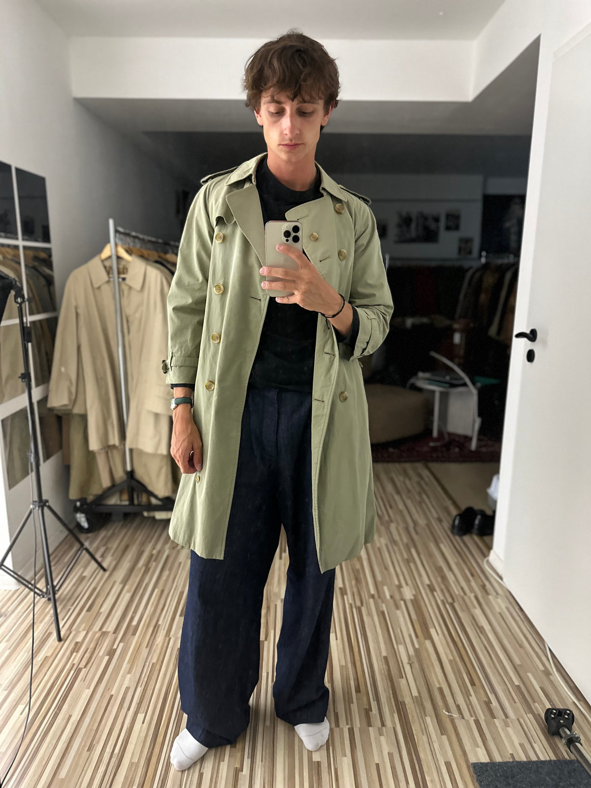 Vintage Burberry Trench Coat Oliv Size 10 S