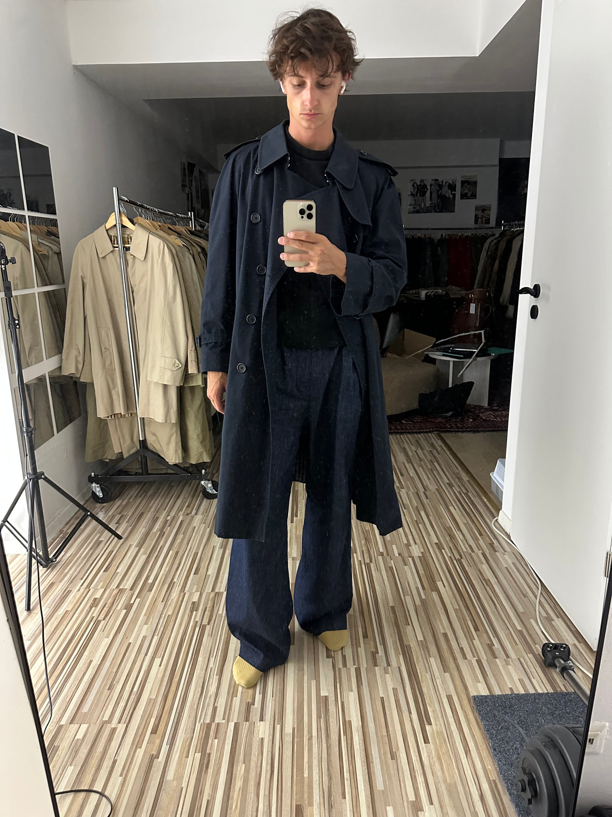 Vintage Burberry Trench Coat Navy Size 56 XL