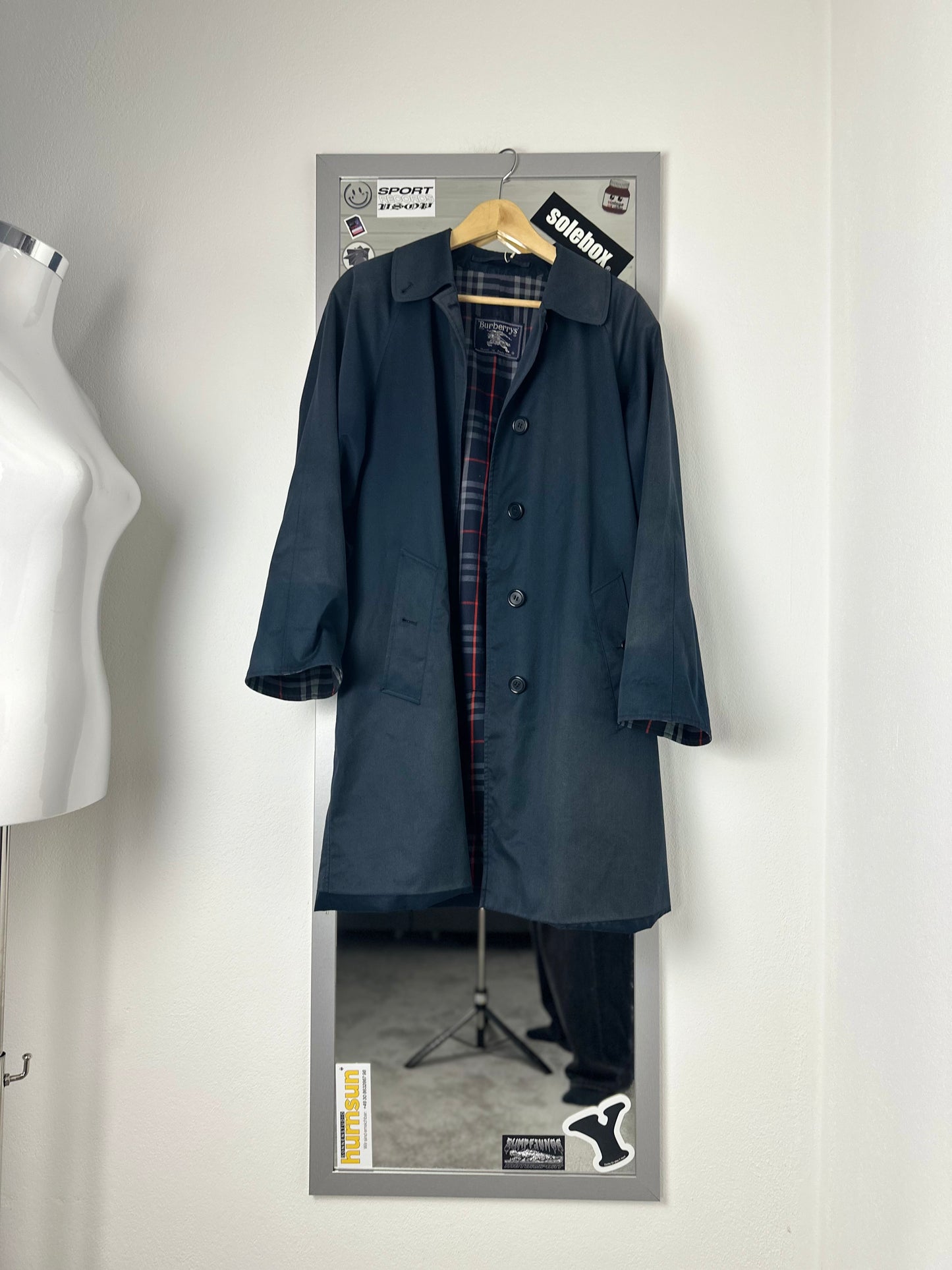 Vintage Burberry Car Coat Navy Size 10 S