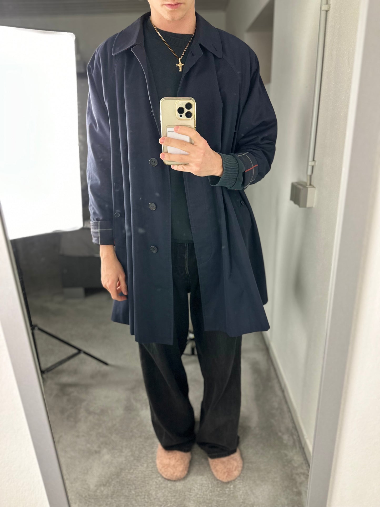 Vintage Burberry Car Coat Navy Size 12 M