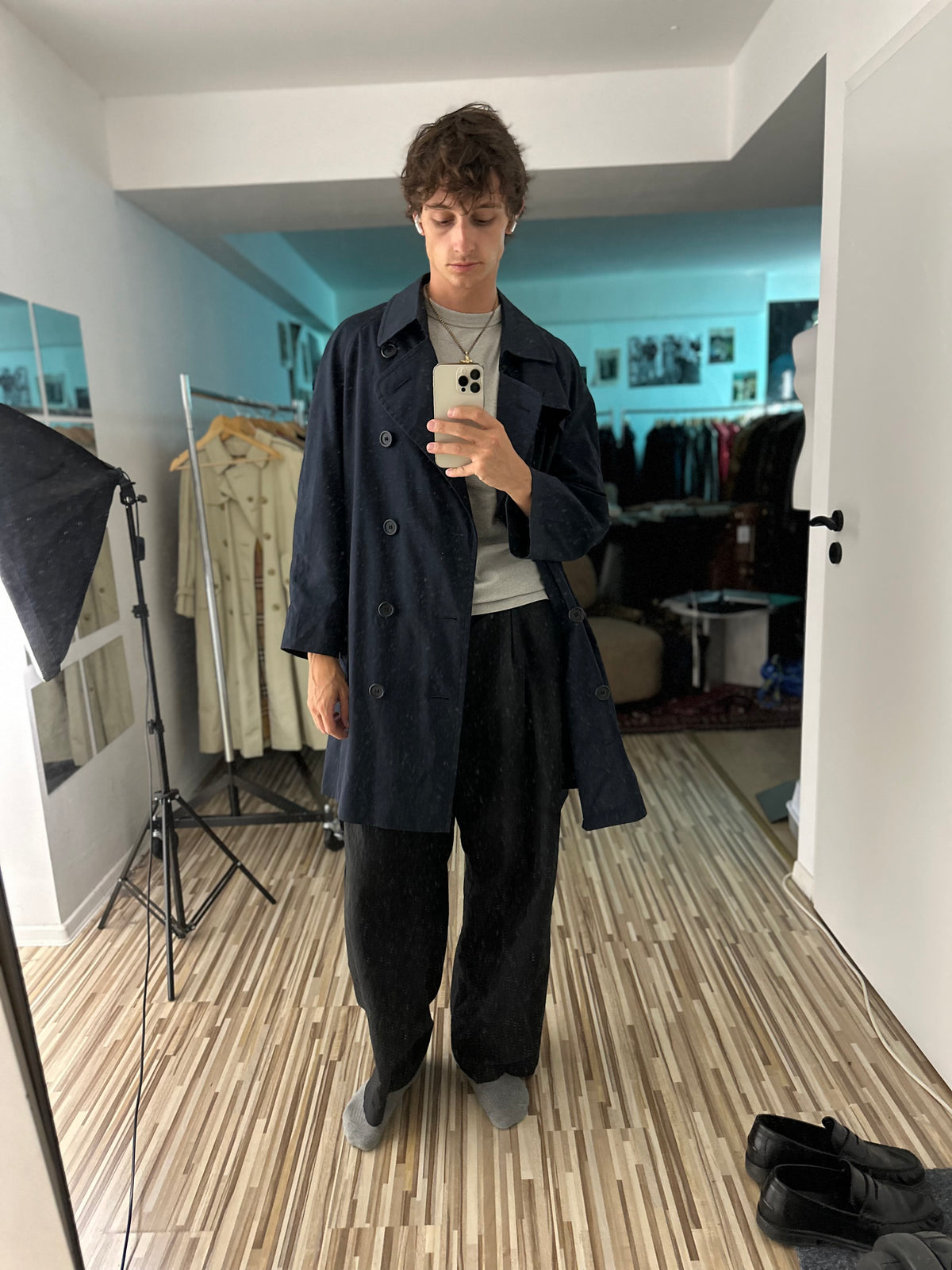 Vintage Burberry Trench Coat Navy Size 50 L
