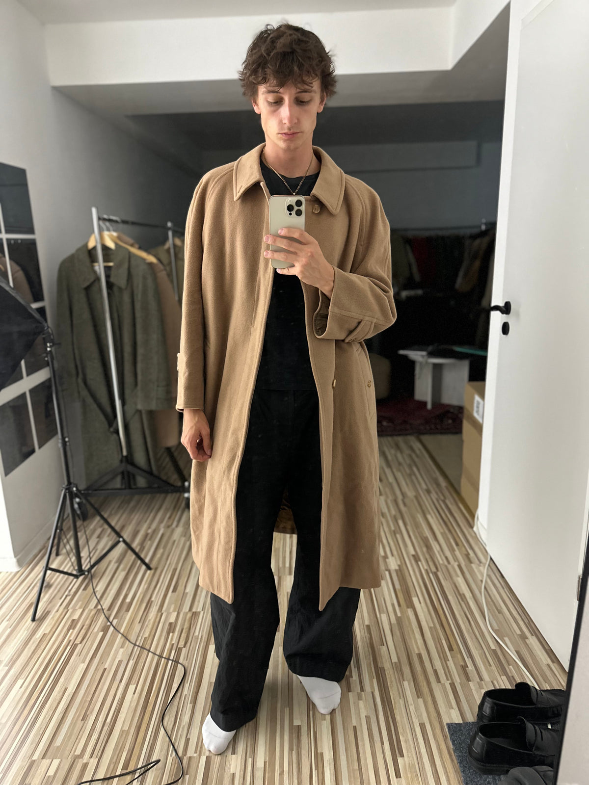Vintage Burberry Wool Coat Beige Size 56 XL