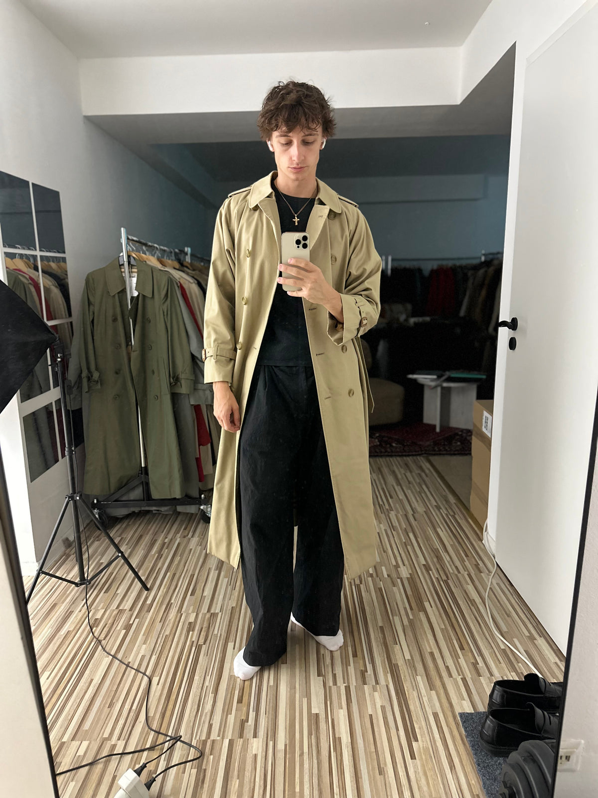 Vintage Burberry Trench Coat Beige Size 16 XL