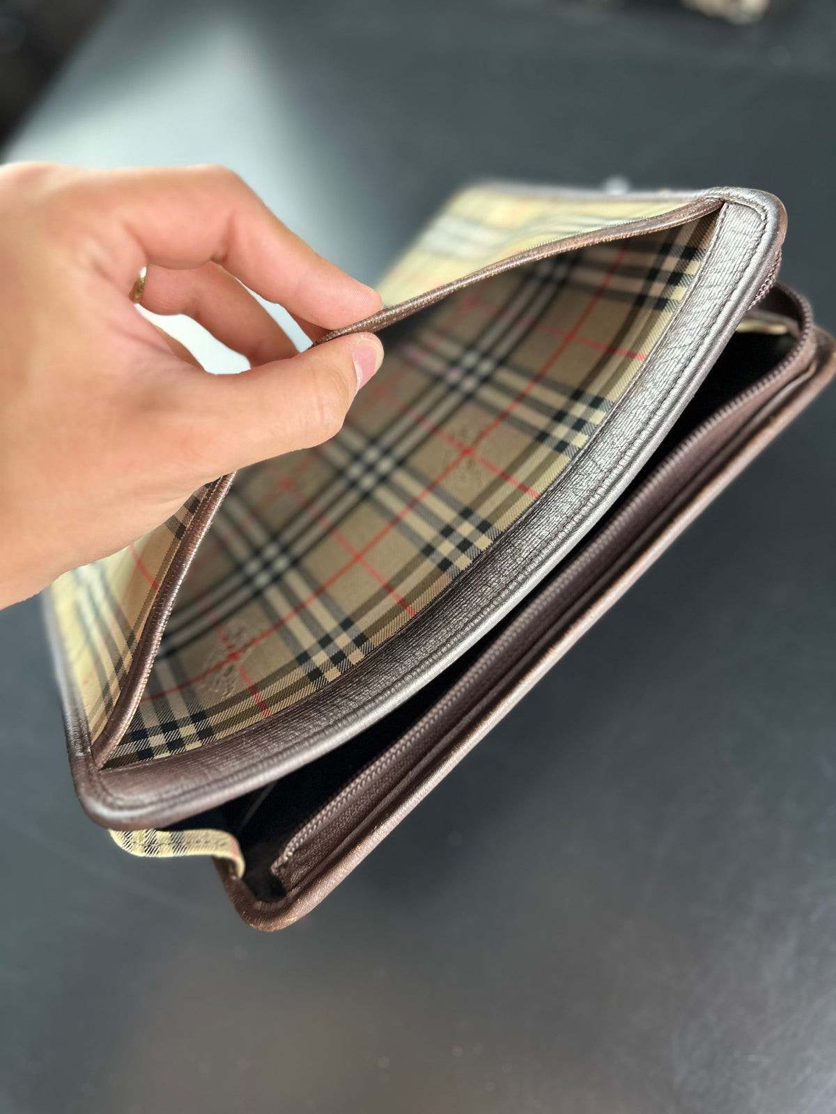 Vintage Burberry Haymarket Check Clutch