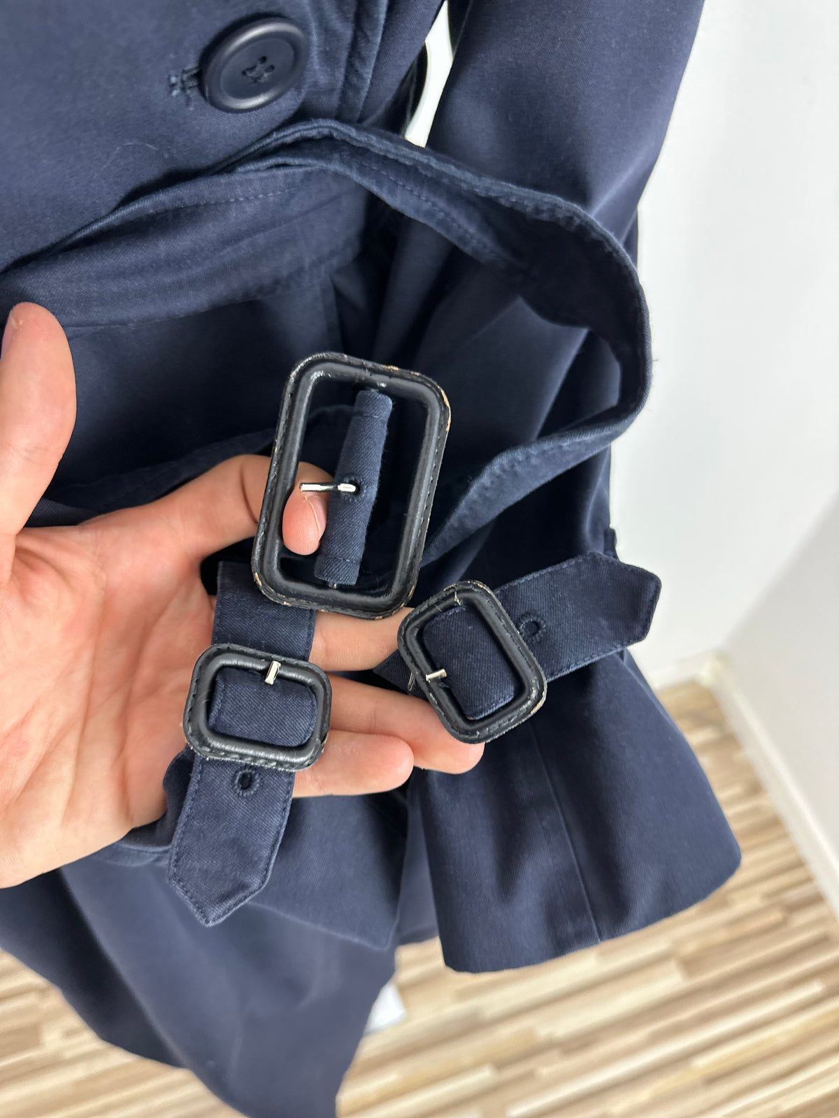 Vintage Burberry Trench Coat Navy Size 10 S With Lining