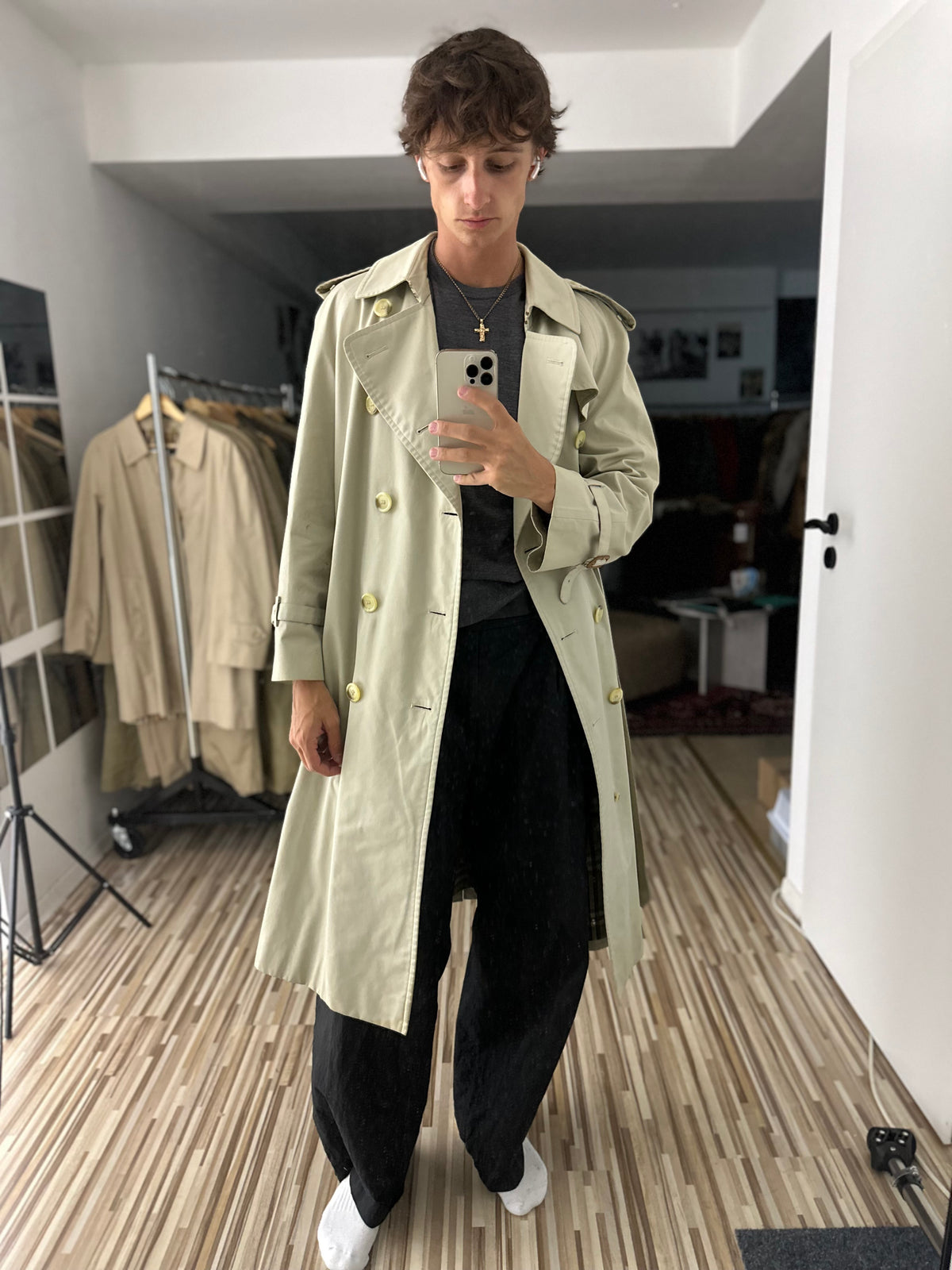 Vintage Burberry Trench Coat Creme Size 50 L