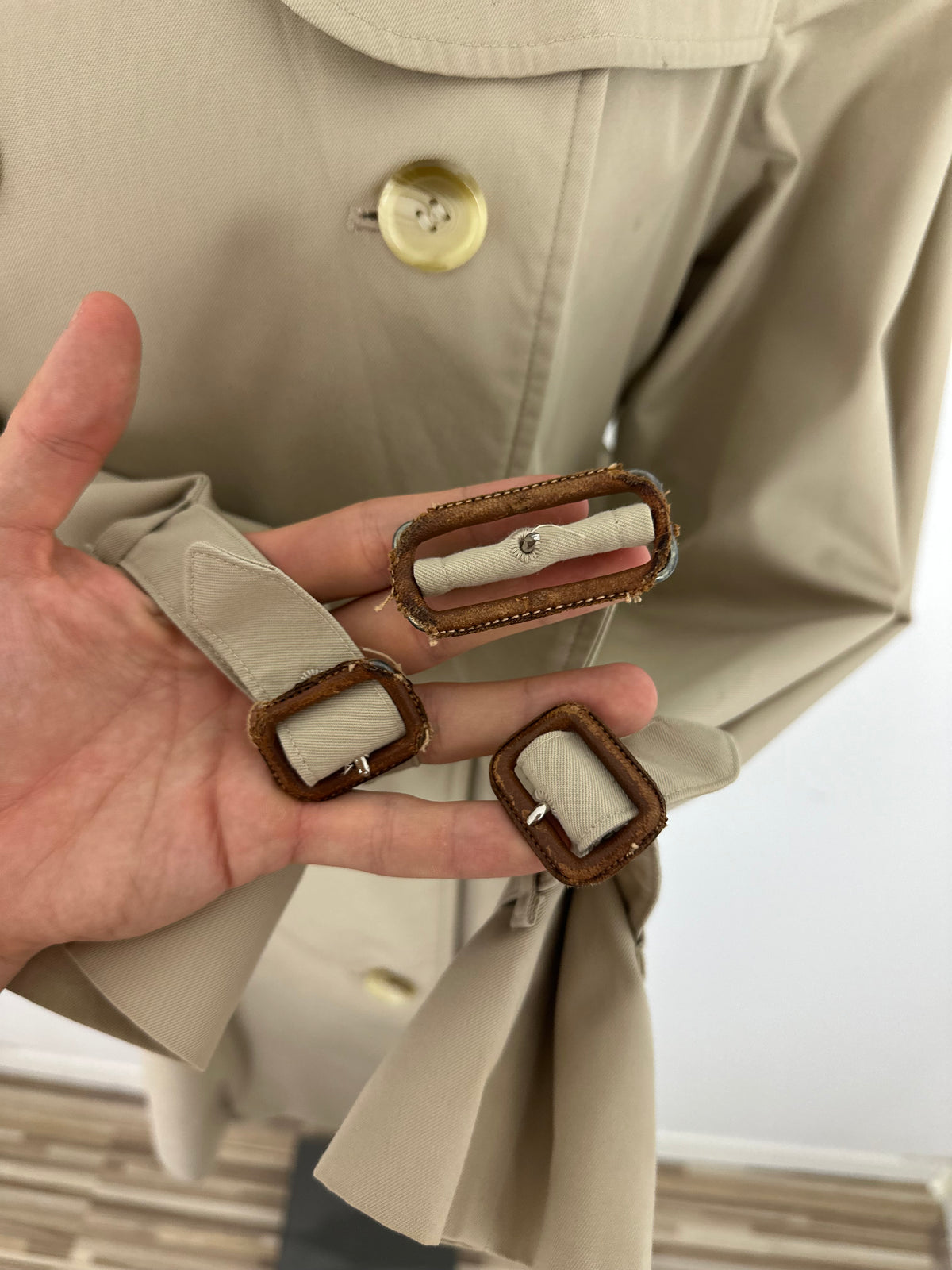 Vintage Burberry Trench Coat Creme Size 8 XS