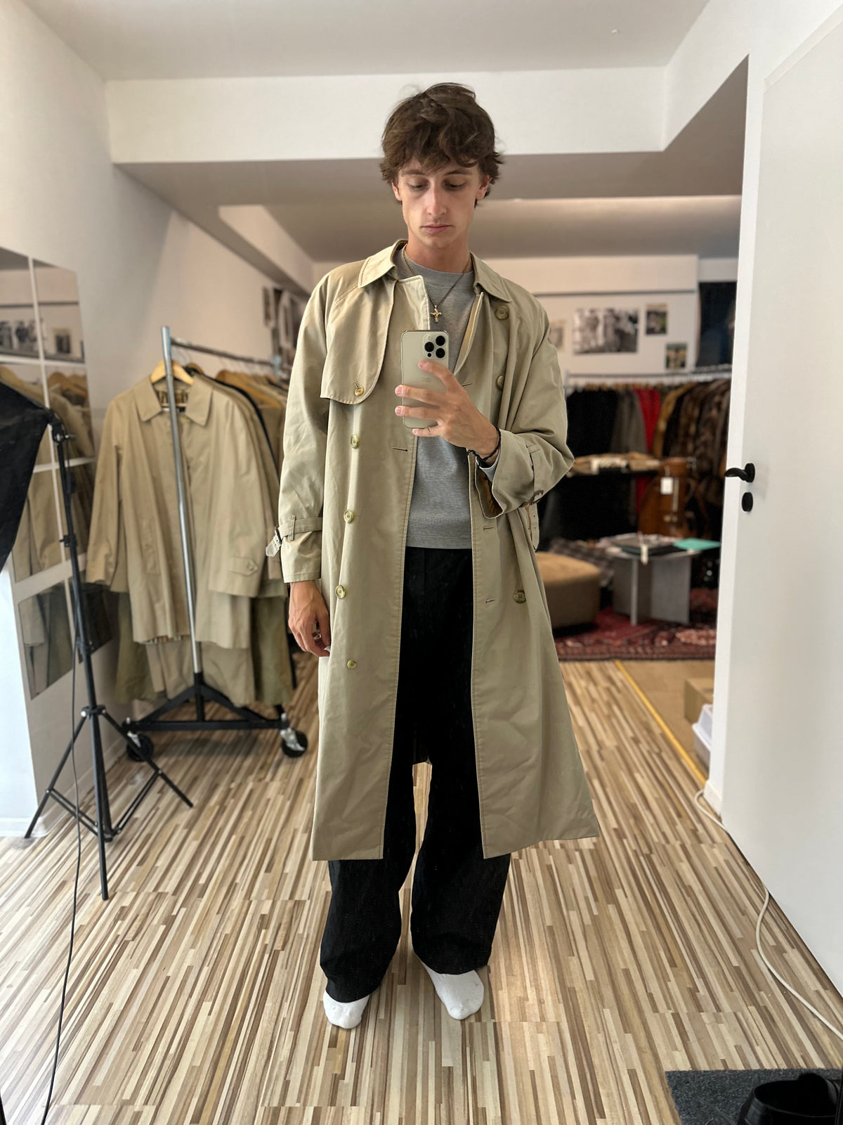 Vintage Burberry Trench Coat Beige Size 16 XL
