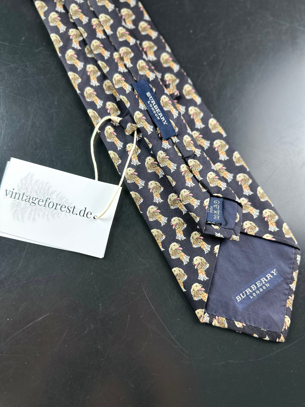 Vintage Burberry Dog Silk Tie