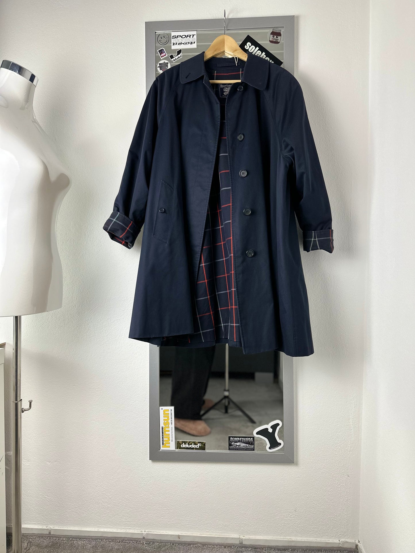 Vintage Burberry Car Coat Navy Size 12 M