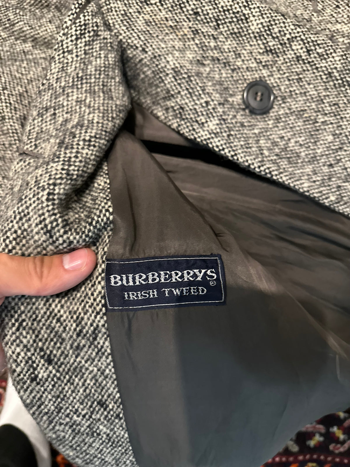 Vintage Burberry Tweed Coat Grey Size 12 M