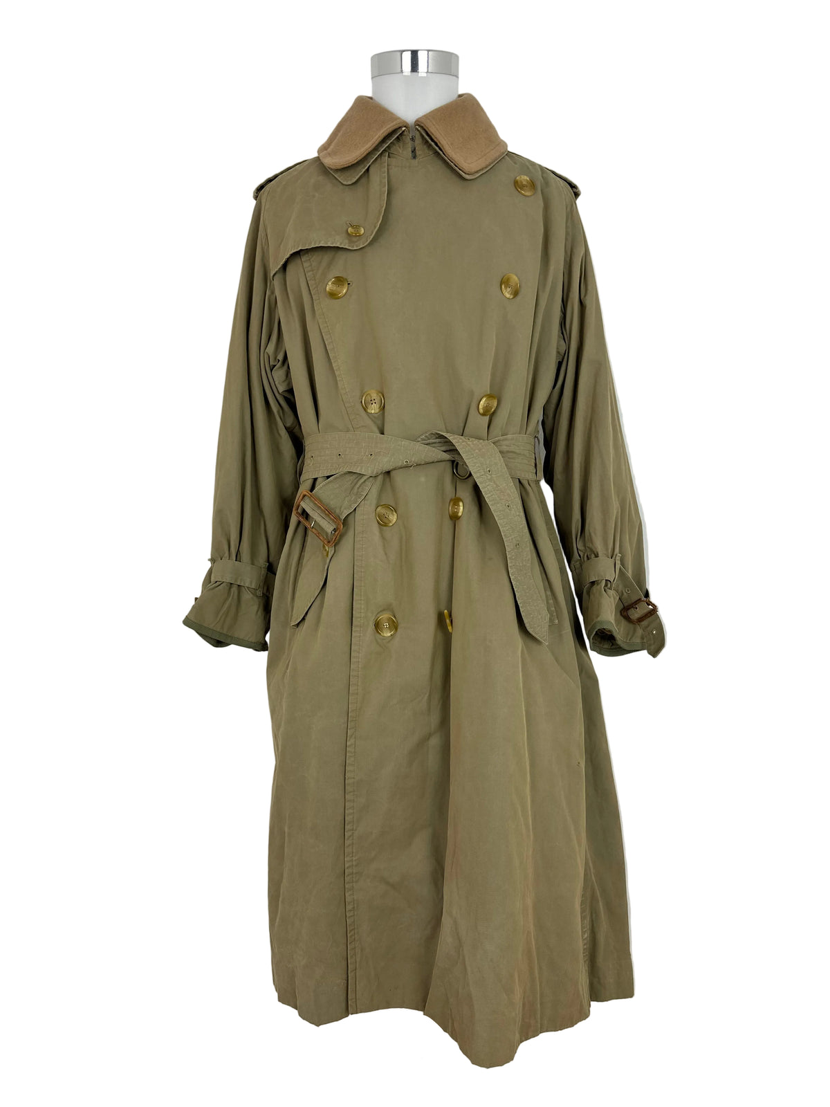 Vintage Burberry Trench Coat Oliv Size 52 L With Lining