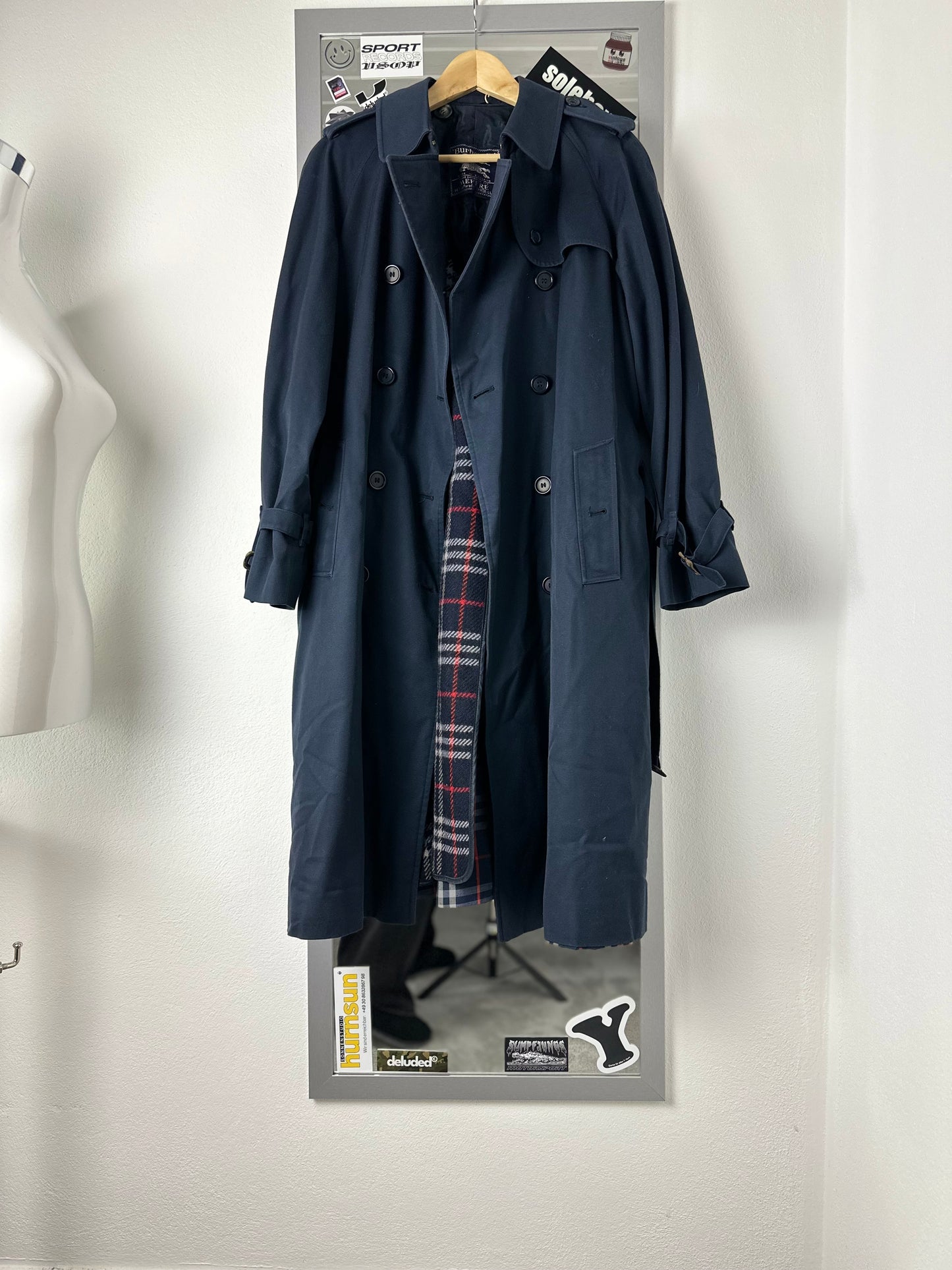 Vintage Burberry Trench Coat Navy Size 14 L With Lining