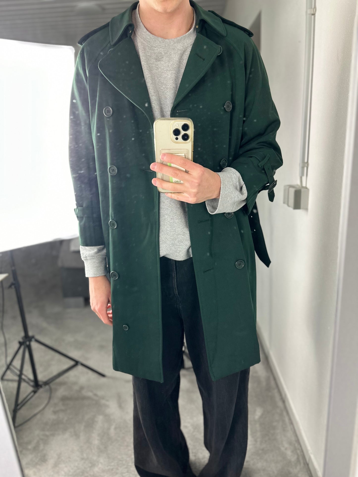 Vintage Burberry Trench Coat Green Size 10 S