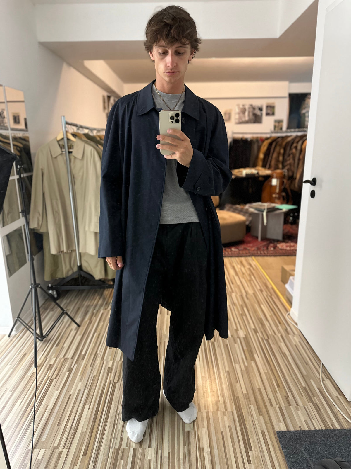 Vintage Burberry Car Coat Navy Size 60 XXXL