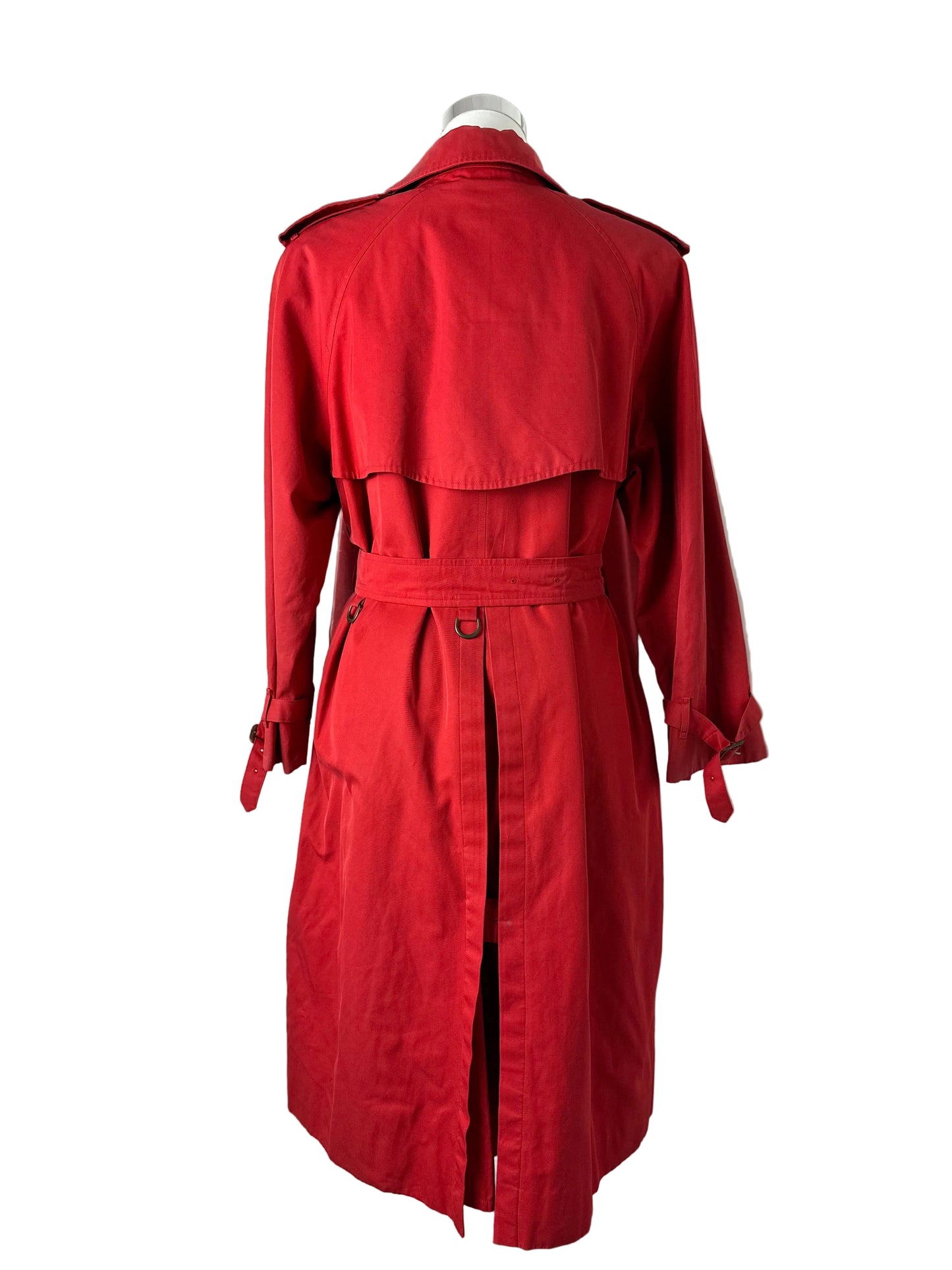 Vintage Burberry Trench Coat Red Size 12 M With Inlet