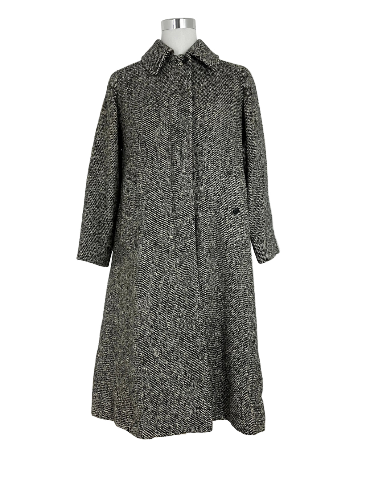 Vintage Burberry Tweed Coat Grey Size 12 M