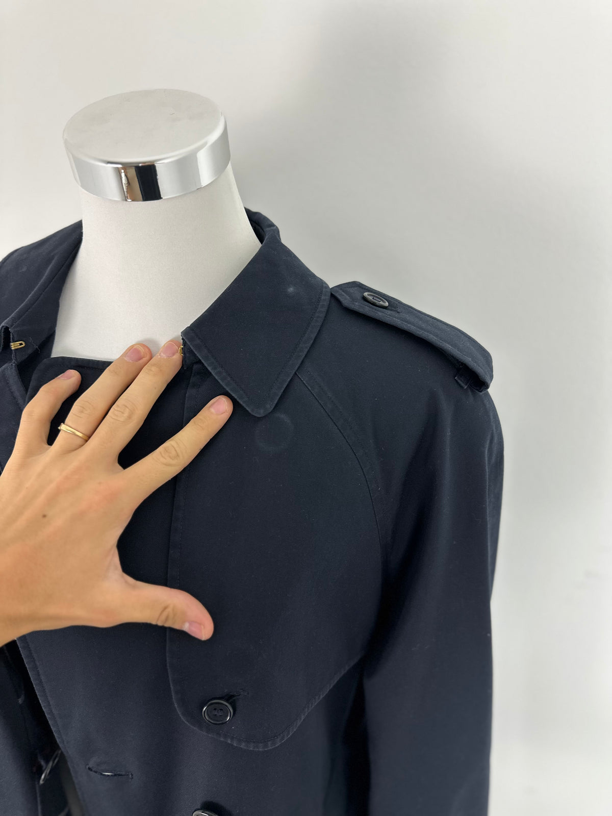 Vintage Burberry Trench Coat Navy Size 14 L