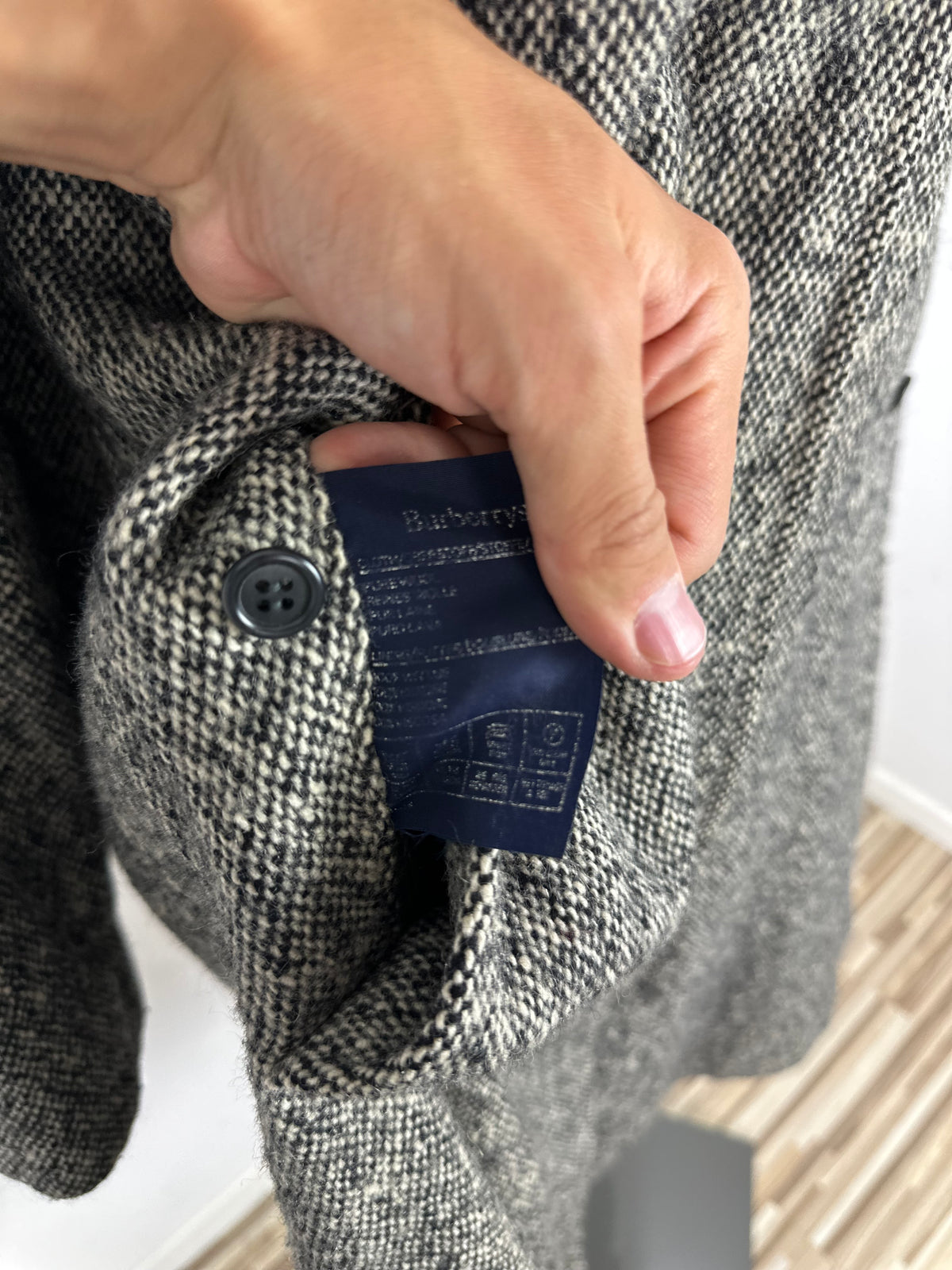 Vintage Burberry Tweed Coat Grey Size 12 M