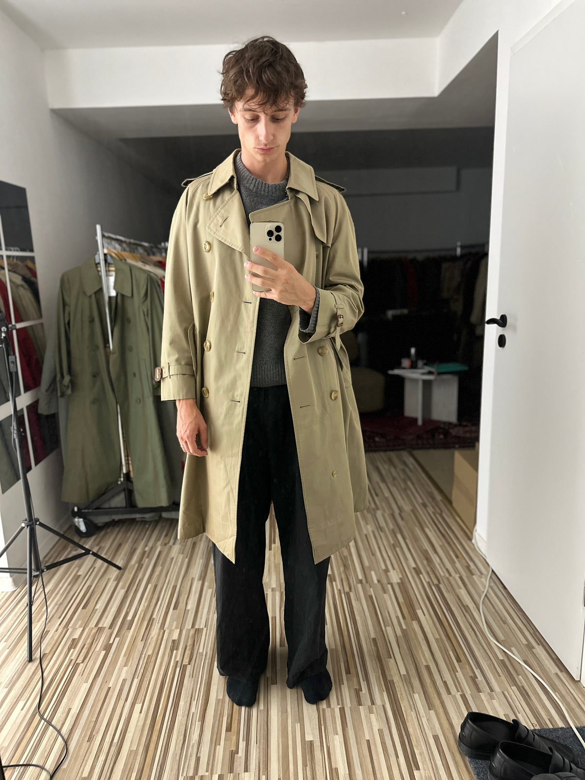 Vintage Burberry Trench Coat Oliv Size 48 M