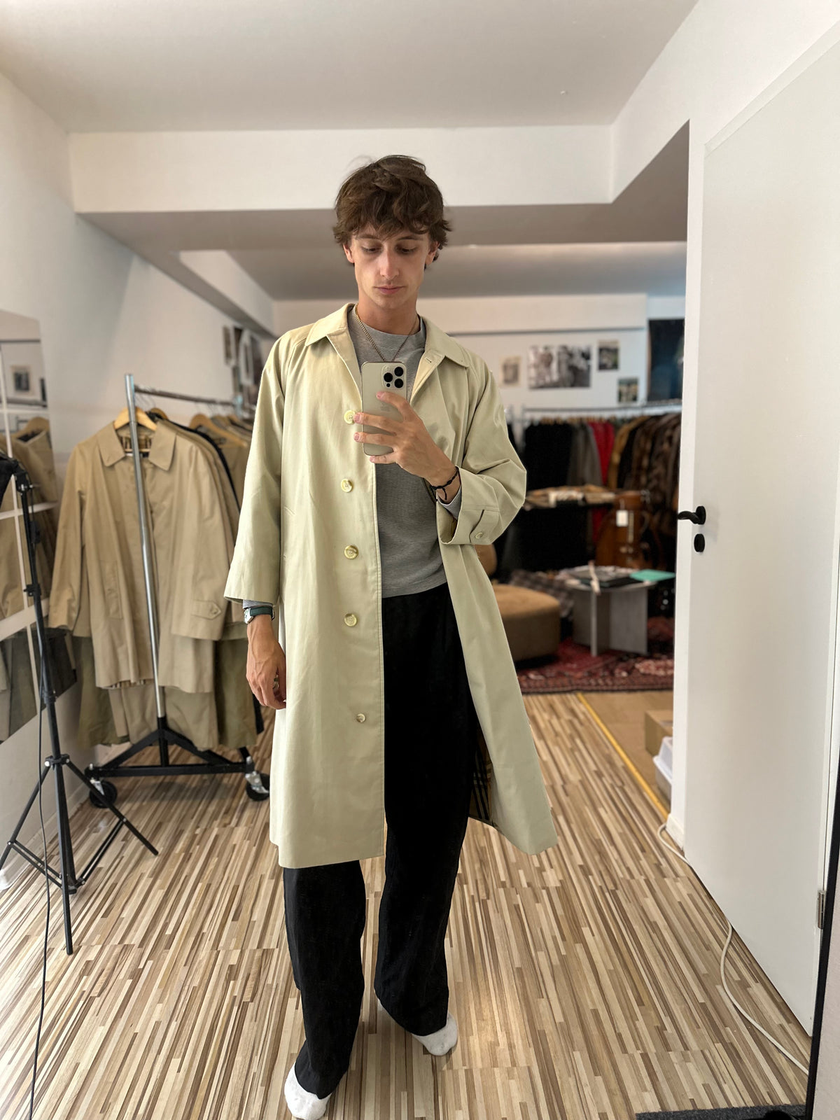 Vintage Burberry Trench Coat Creme Size 14 L