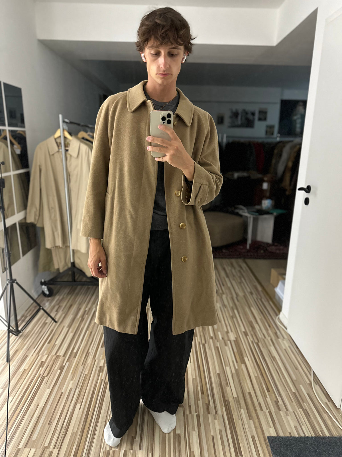 Vintage Burberry Wool Coat Brown Size 48 M